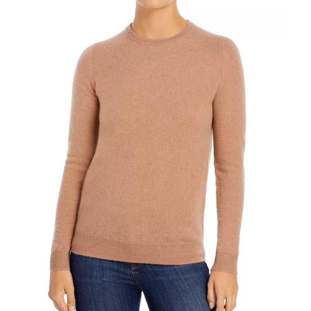 C by Bloomingdale's Cashmere Crewneck Cashmere Sweater-2-ply 100% cashmere-Camel